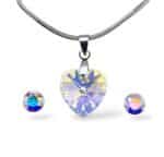 14 mm-es Szives Swarovski kristályos ékszerszett – Crystal AB