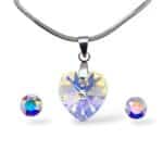 14 mm-es Szives Swarovski kristályos ékszerszett – Crystal AB