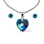 14 mm-es Szives Swarovski kristályos szett - Bermuda blue