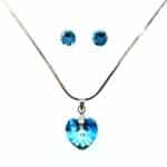 Swarovski kristályos szett - Szív 18 mm, Bermuda blue + ajándék díszdoboz