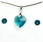 14 mm-es Szives Swarovski® kristályos ékszerszett - Blue Zircon - ajándék díszdobozban