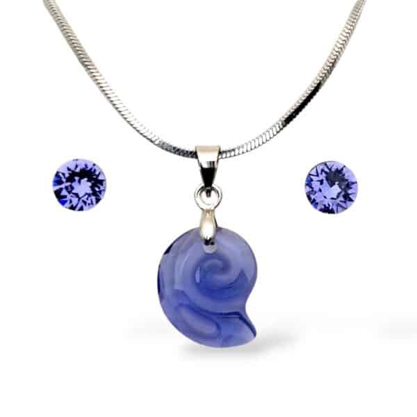 Swarovski kristályos ékszerszett “Pisces” – Csiga 14 mm, Lila Tranzanite + díszdoboz
