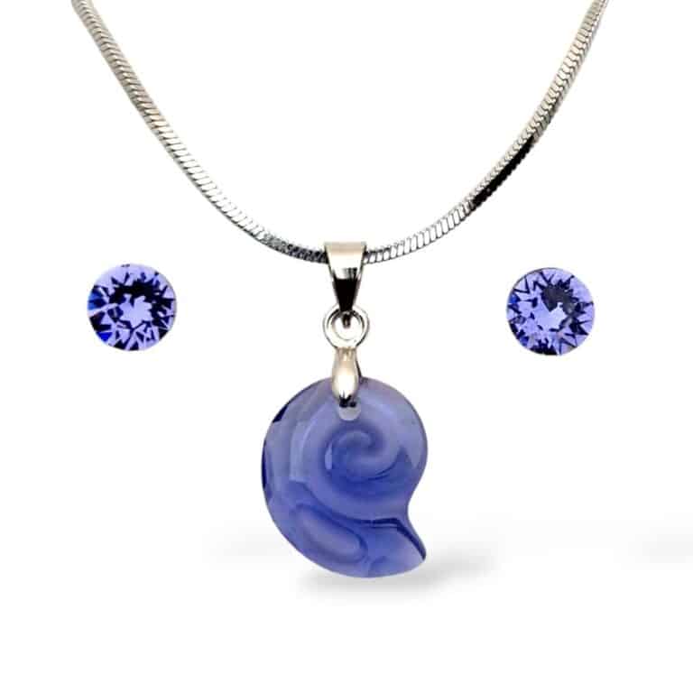 Swarovski kristályos ékszerszett “Pisces” – Csiga 14 mm, Lila Tranzanite + díszdoboz