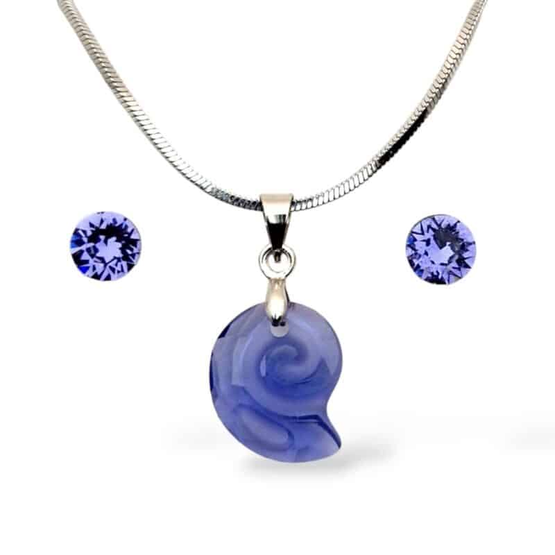 Swarovski kristályos ékszerszett “Pisces” – Csiga 14 mm, Lila Tranzanite + díszdoboz