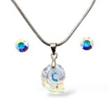 Limitált swarovski kristályos ékszerszett - Csiga 14 mm, Crystal AB ajándék díszdobozban