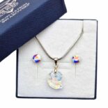 Limitált swarovski kristályos ékszerszett - Csiga 14 mm, Crystal AB ajándék díszdobozban