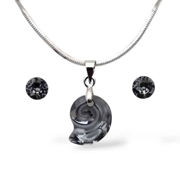 Swarovski kristályos ékszerszett “Scorpius” – Csiga 14 mm, Silver Night + díszdoboz