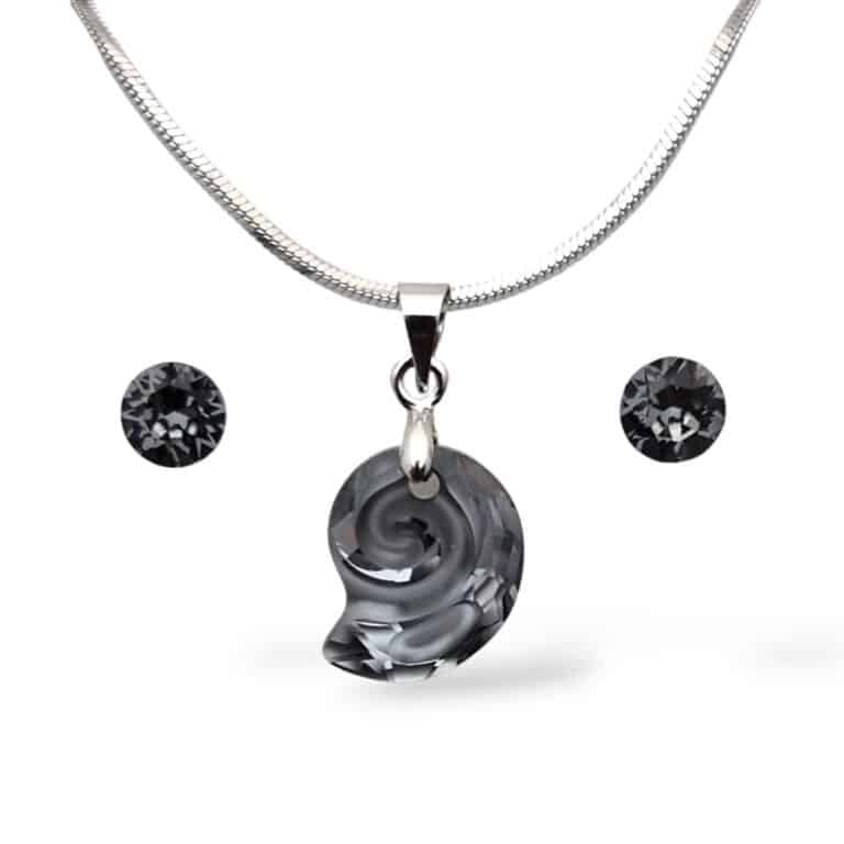 Swarovski kristályos ékszerszett “Scorpius” – Csiga 14 mm, Silver Night + díszdoboz