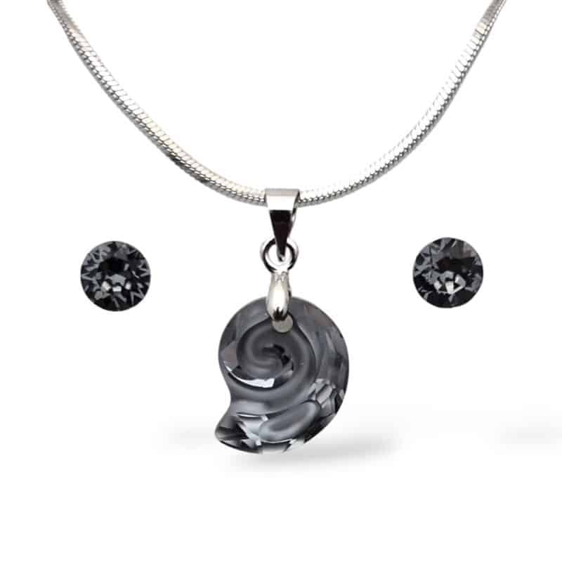 Swarovski kristályos ékszerszett “Scorpius” – Csiga 14 mm, Silver Night + díszdoboz