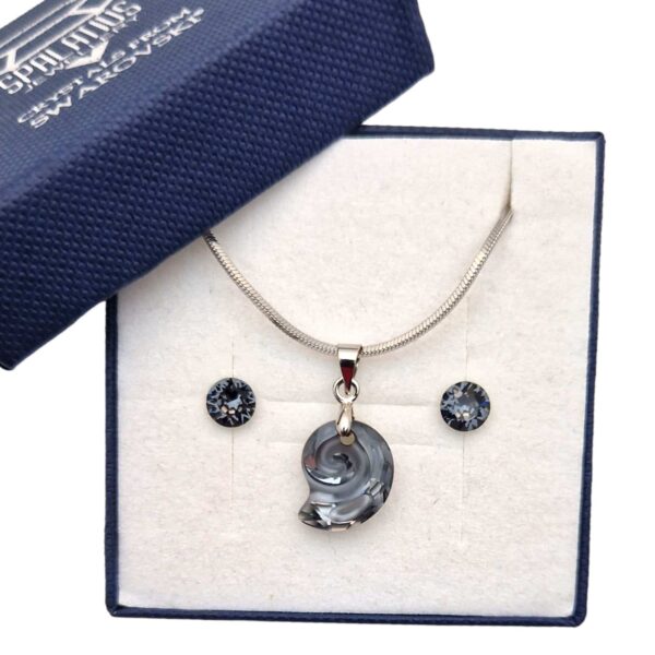Swarovski kristályos ékszerszett “Scorpius” – Csiga 14 mm, Silver Night + díszdoboz