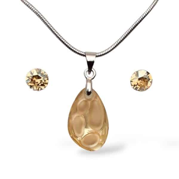 Aura arany színű Swarovski® kristályos 925 ezüst ékszerszett - Radiolarian 18 mm, Golden Shadow + díszdoboz