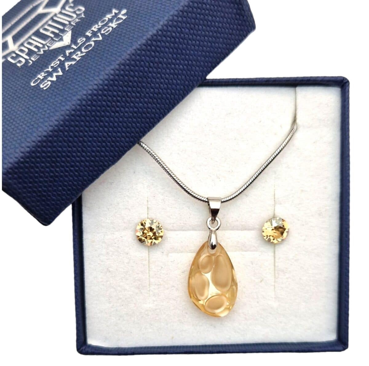 Aura arany színű Swarovski® kristályos ékszerszett - Radiolarian 18 mm, Golden Shadow + díszdoboz