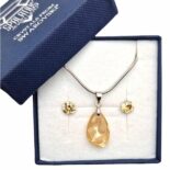 Aura arany színű Swarovski® kristályos ékszerszett - Radiolarian 18 mm, Golden Shadow + díszdoboz