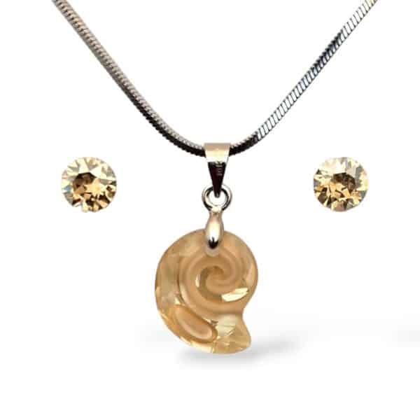 Limitált Swarovski kristályos ékszerszett - Csiga 14 mm, Golden Shadow ajándék díszdobozban