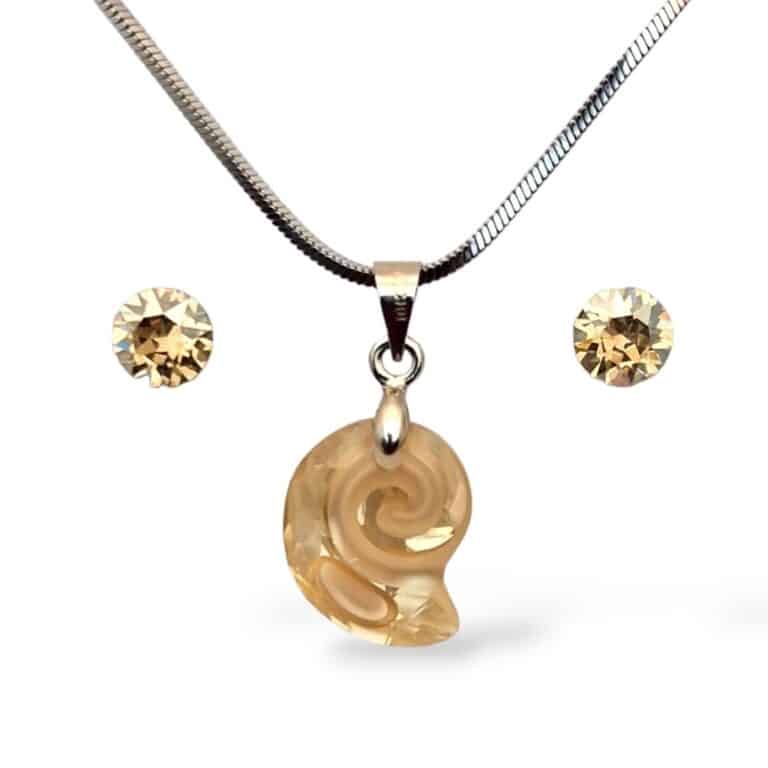 Limitált Swarovski kristályos ékszerszett - Csiga 14 mm, Golden Shadow ajándék díszdobozban