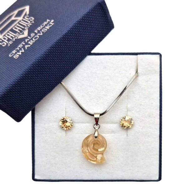 Limitált Swarovski kristályos ékszerszett - Csiga 14 mm, Golden Shadow ajándék díszdobozban