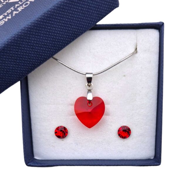 14 mm-es Szives Swarovski® kristályos szett - Light Siam - ajándék díszíszdobozban