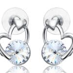 Swarovski kristályos szív alakú fülbevaló ajándék díszdobozban átlátszó szinű kristállyal