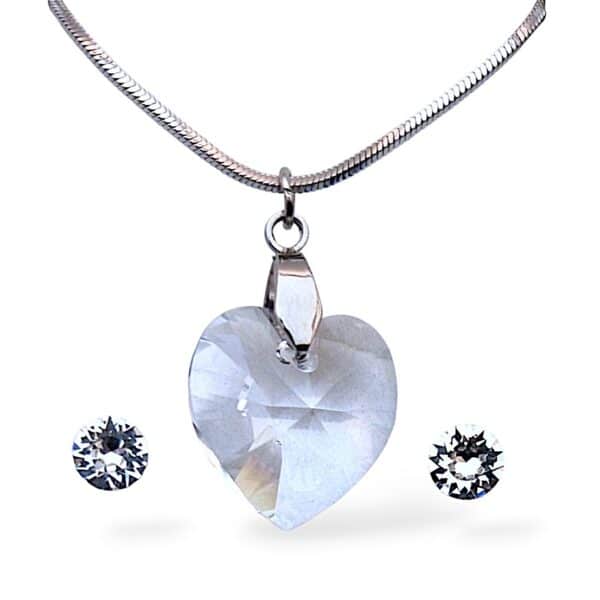 18 mm-es Szives Swarovski kristályos ékszerszett – Crystal – ajándék díszdobozban