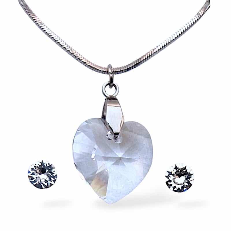 18 mm-es Szives Swarovski kristályos ékszerszett – Crystal – ajándék díszdobozban