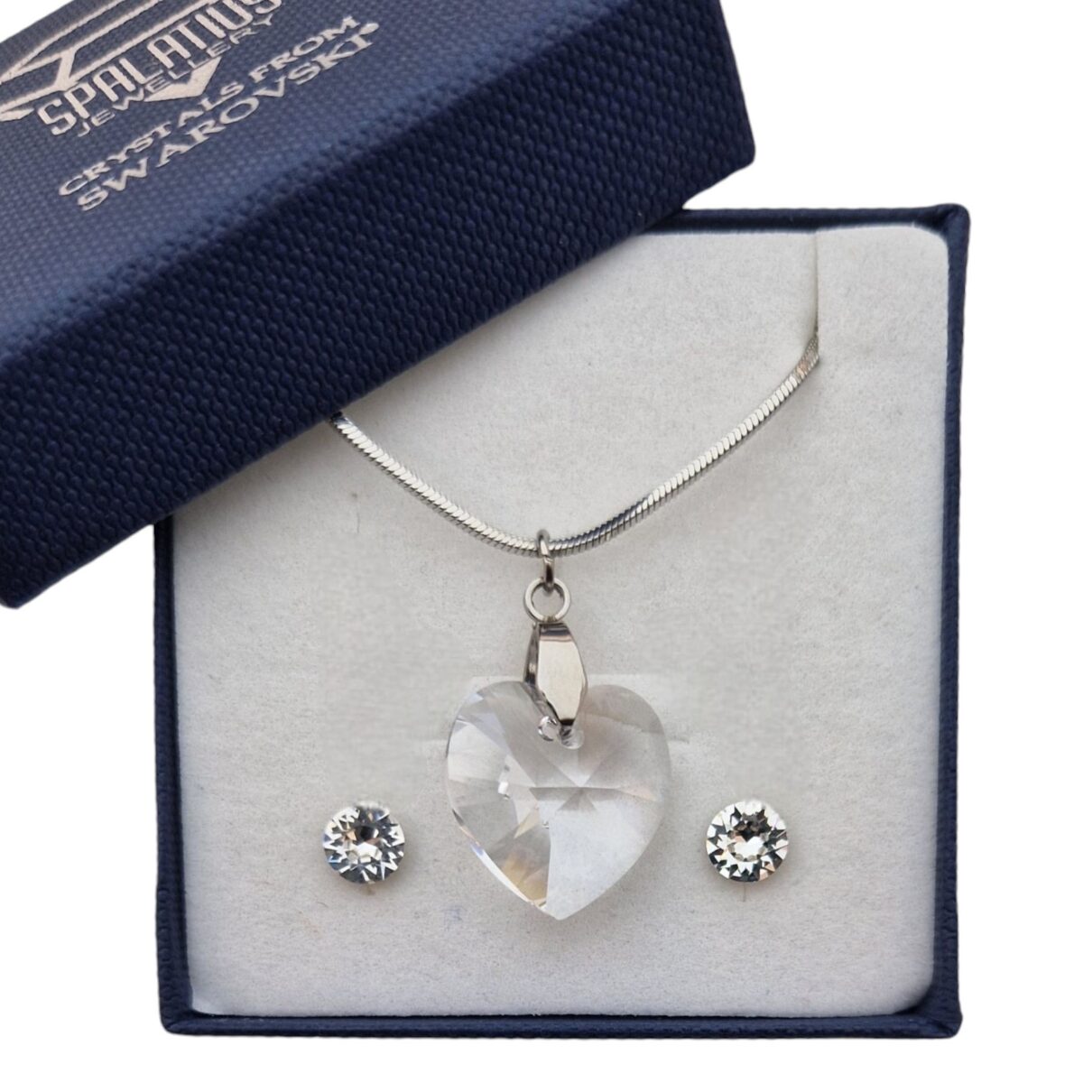 18 mm-es Szives Swarovski kristályos ékszerszett – Crystal – ajándék díszdobozban