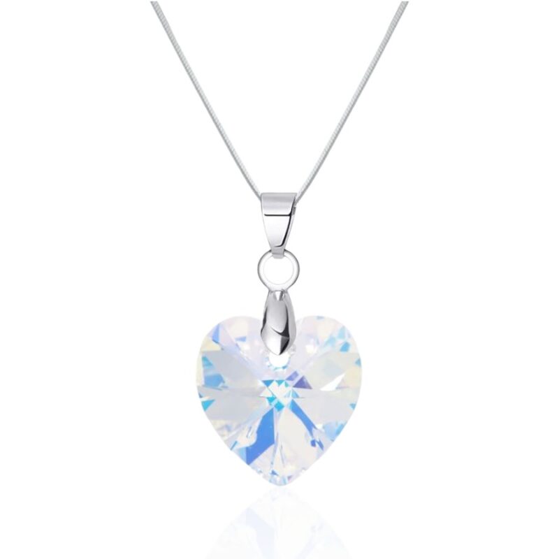 14 mm Szív Swarovski kristályos ezüst nyaklánc – Crystal AB