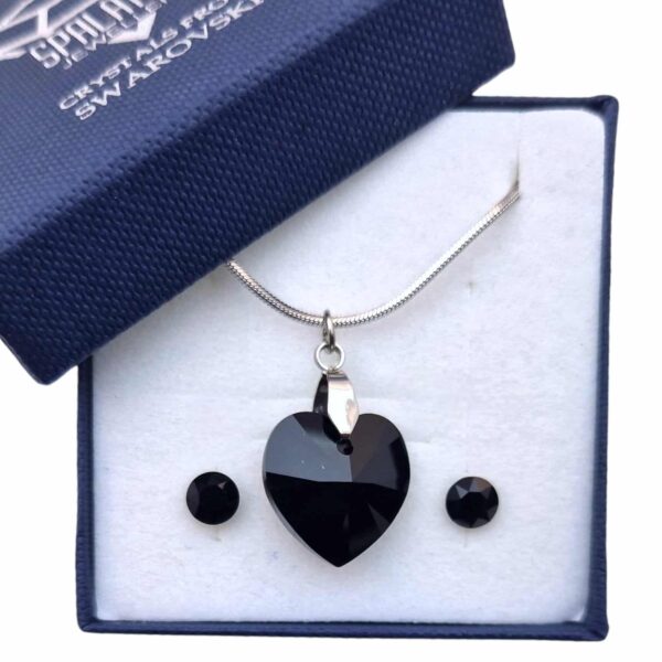 18 mm-es Szives Swarovski kristályos ékszerszett – Jet