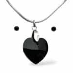 18 mm-es Szives Swarovski kristályos ékszerszett – Jet