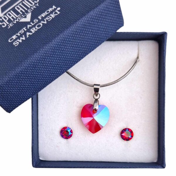 14 mm-es Szives Swarovski kristályos ékszerszett