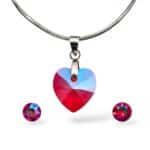 14 mm-es Szives Swarovski kristályos ékszerszett