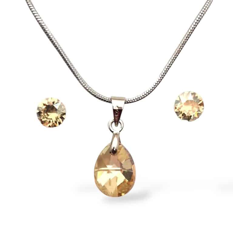 Swarovski kristályos ékszerszett – Oval 12 mm, Golden Shadow + díszdoboz