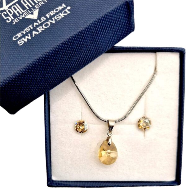 Swarovski kristályos ékszerszett – Oval 12 mm, Golden Shadow + díszdoboz