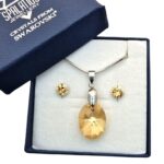 Swarovski® kristályos ékszerszett - Pear 18 mm, Denim Blue + díszdoboz