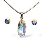 Swarovski® kristályos ékszerszett "Virgo" - Meteor 18 mm, Crystal AB ajándék díszdobozban