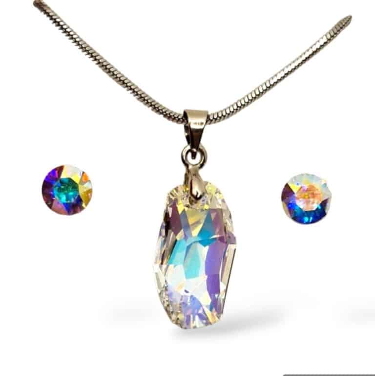 Swarovski® kristályos ékszerszett "Virgo" - Meteor 18 mm, Crystal AB ajándék díszdobozban