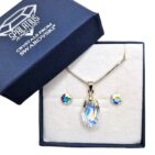 Swarovski® kristályos ékszerszett "Virgo" - Meteor 18 mm, Crystal AB ajándék díszdobozban