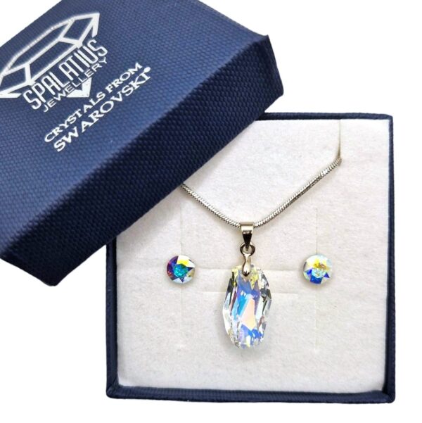 Swarovski® kristályos ékszerszett "Virgo" - Meteor 18 mm, Crystal AB ajándék díszdobozban