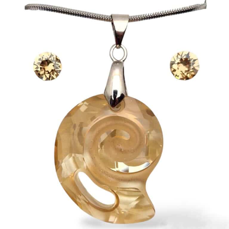 Swarovski kristályos ékszerszett – Csiga 28 mm, Golden Shadow + díszdoboz