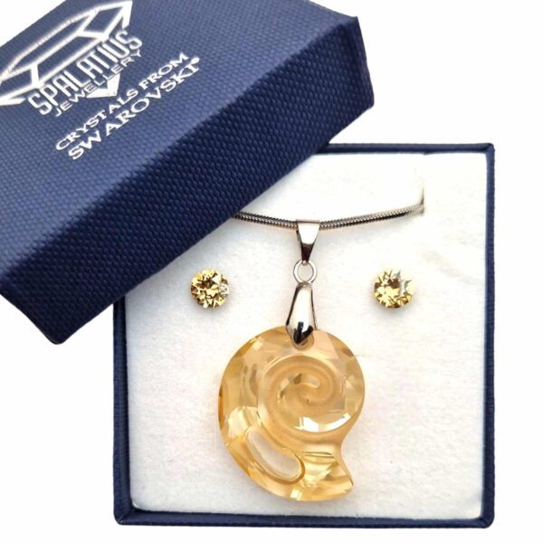 Swarovski kristályos ékszerszett – Csiga 28 mm, Golden Shadow + díszdoboz