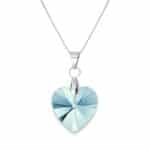 Szív Swarovski® kristályos nemesacél nyaklánc - 18 mm - Aquamarine
