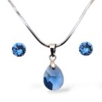 Swarovski kristályos ékszerszett “Sagittarius” – Pear 12 mm, Denim Blue + díszdoboz