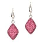 Rózsaszín, csepp alakú swarovski kristályos nemesacél fülbevaló