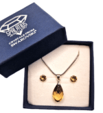 Swarovski® kristályos ékszerszett – Pear – Shaped 18 mm, Colorado Topaz -Light Chrome + díszdoboz
