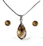 Swarovski® kristályos ékszerszett – Pear – Shaped 18 mm, Colorado Topaz -Light Chrome + díszdoboz