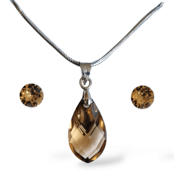Swarovski® kristályos ékszerszett – Pear – Shaped 18 mm, Colorado Topaz -Light Chrome + díszdoboz
