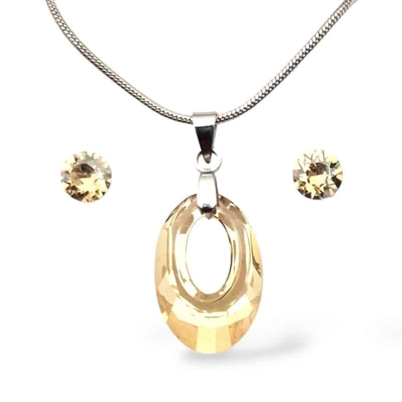 Swarovski kristályos ékszerszett - Helios 20 mm, Golden shadow + díszdoboz