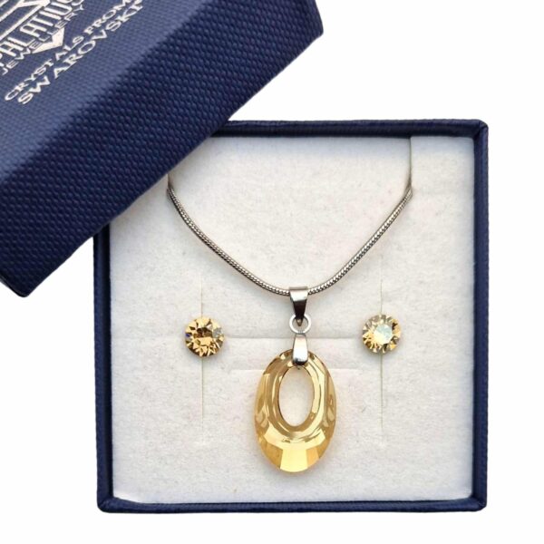 Swarovski kristályos ékszerszett - Helios 20 mm, Golden shadow + díszdoboz