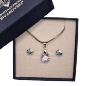 Swarovski kristályos ékszerszett “Sagittarius” – Pear 12 mm, crystal ab + díszdoboz