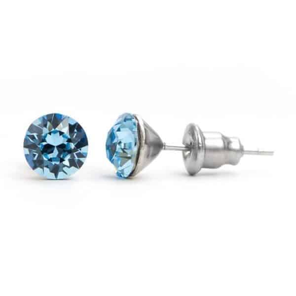 Kerek Swarovski® kristályos fülbevaló - Aquamarine - ajándék díszdobozban