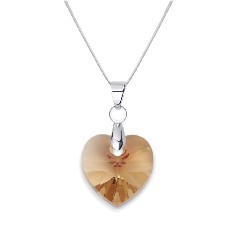 Szív Swarovski® kristályos nemesacél nyaklánc - 14 mm - Colorado Topaz